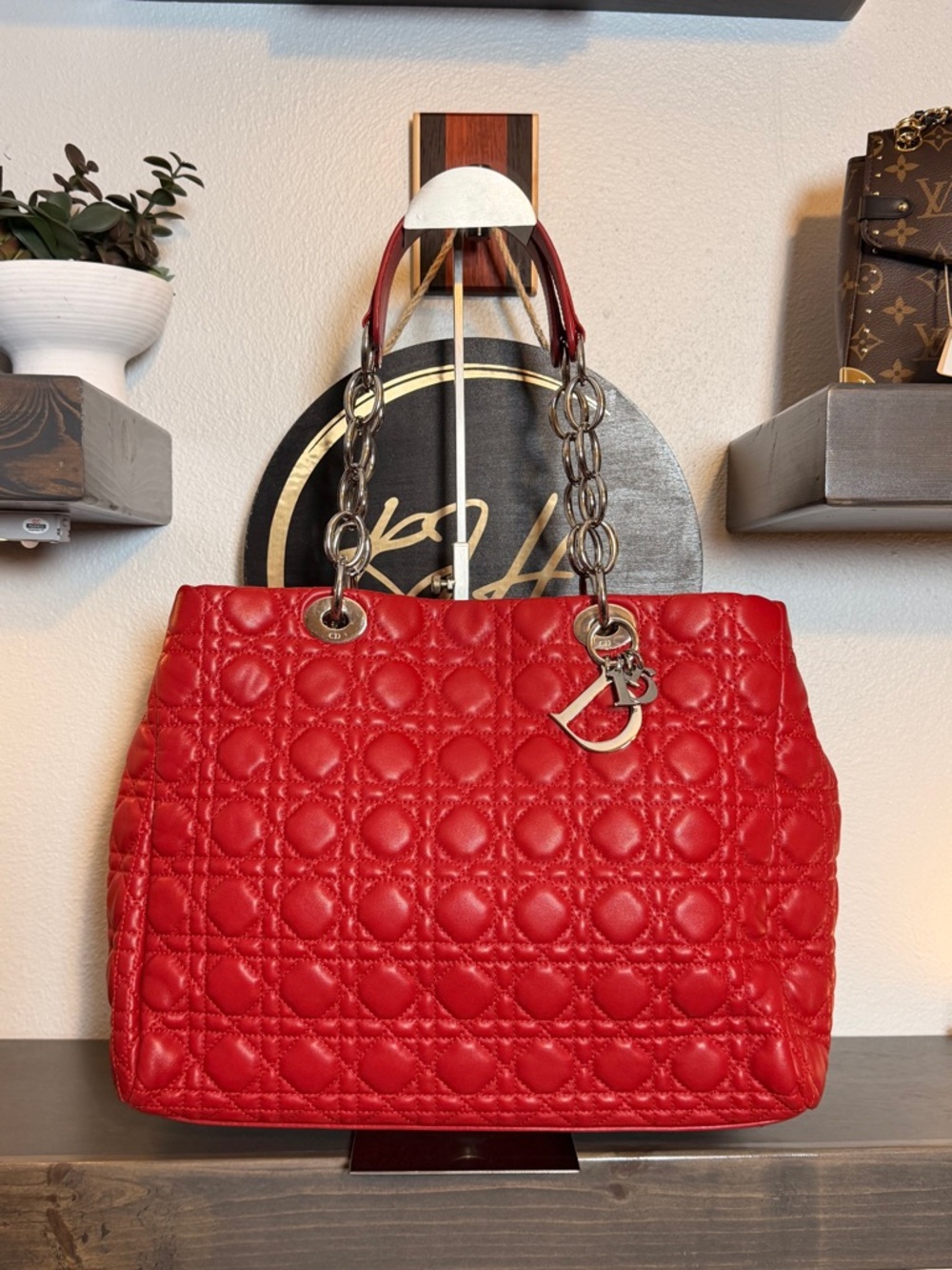 Christian Dior Lady Dior Large Lambskin Soft Shopper Tote